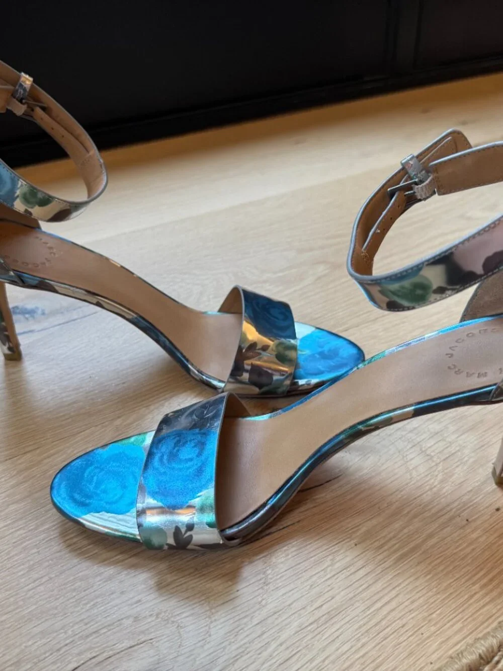 Marc by Marc Jacobs Metallic Floral Ankle Strap Heels Size 40